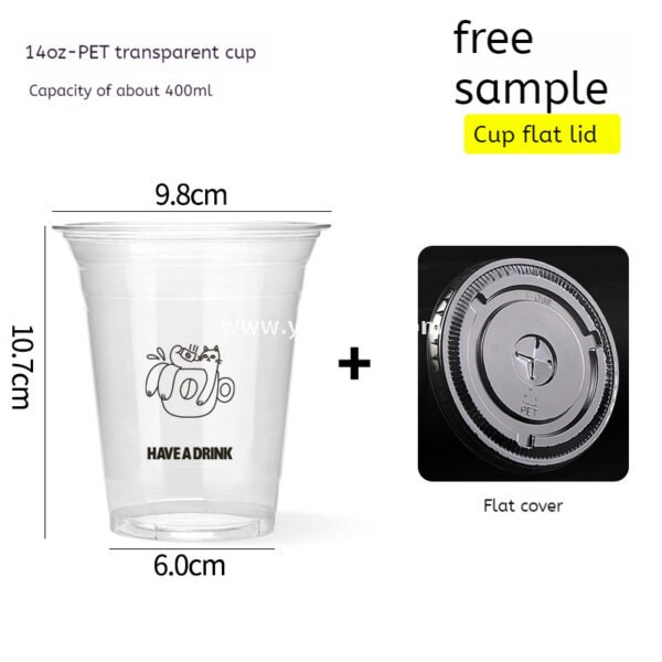 14oz Cute Cat Plastic Iced Coffee Cup with Lid 9.8x6.0x10.7cm – 400ml Latte Cup Factory