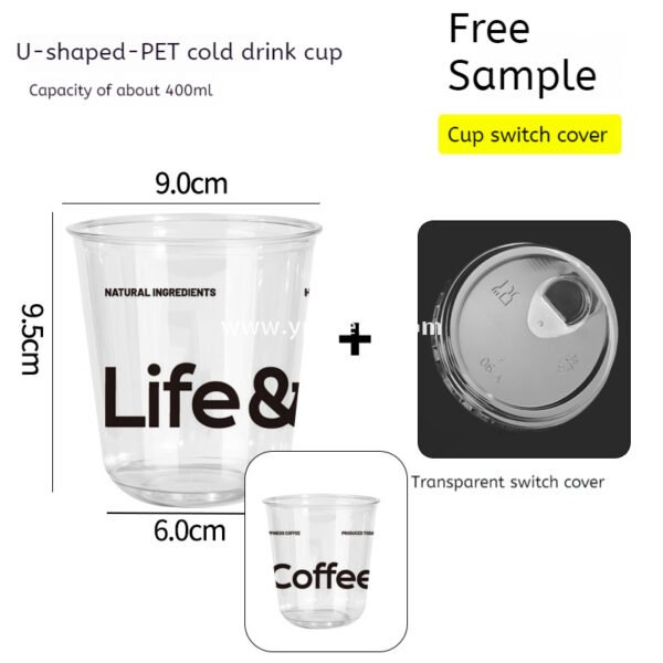 9x6x9.5cm PET Bubble Tea Cup with Lid – Game Controller Cup Holder 400ml
