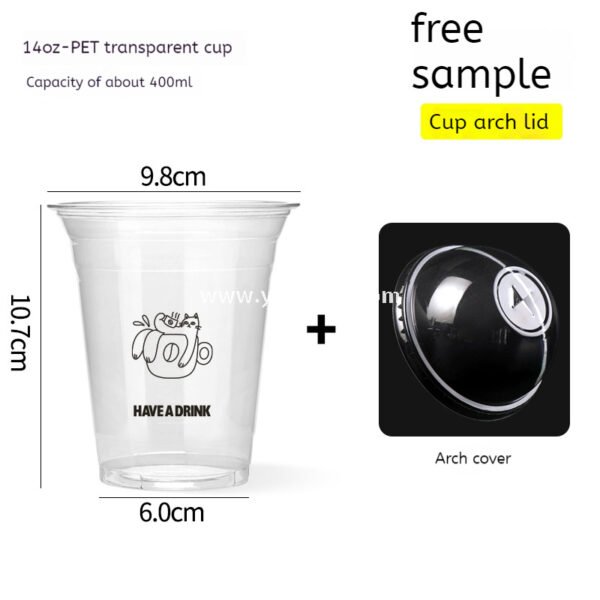 14oz Cute Cat Plastic Iced Coffee Cup with Lid 9.8x6.0x10.7cm – 400ml Latte Cup Factory