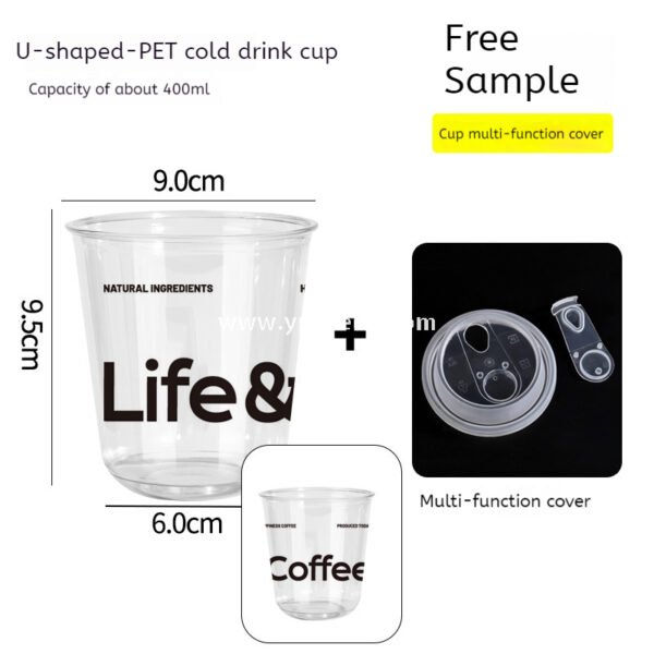 9x6x9.5cm PET Bubble Tea Cup with Lid – Game Controller Cup Holder 400ml
