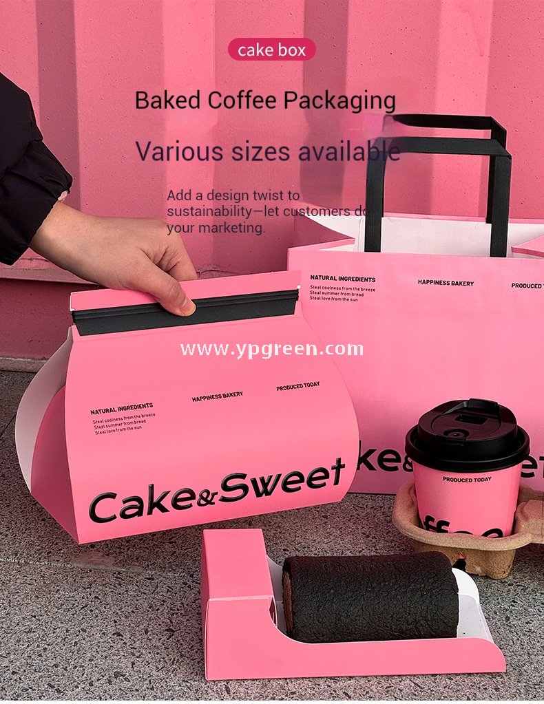 Pink Bakery Boxes for Mousse Cake & Swiss Roll – Disposable Paper Dessert Packaging with Custom Logo Option