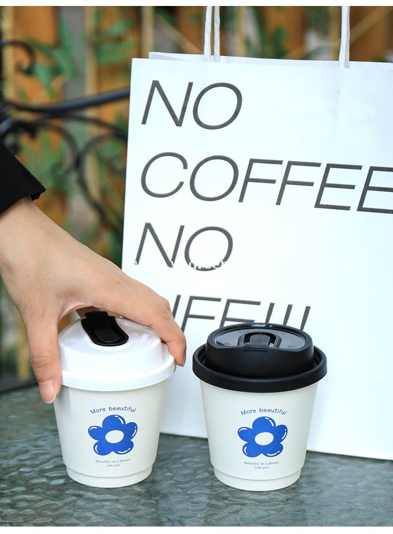 8oz / 12oz Orchid Logo Coffee Paper Cups – Disposable Hot Drink Cups with U-Shaped or Clear Lids