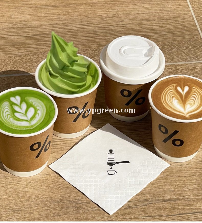 100ml / 280ml / 330ml / 380ml Kraft Coffee Cups with Lids – Thickened Disposable Paper Cups for Hot Drinks & Custom Logo