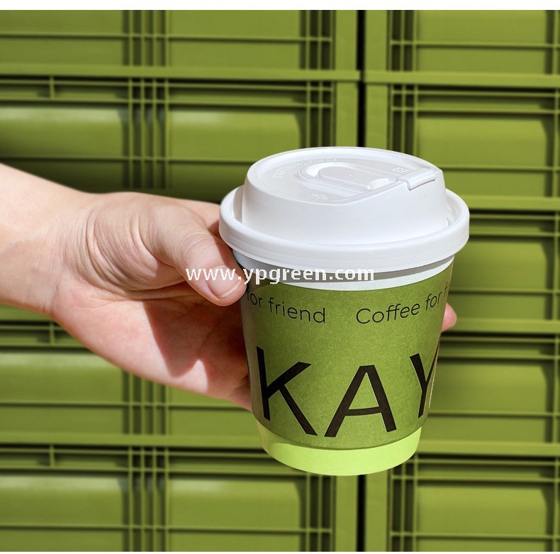 8oz / 10oz / 12oz / 16oz Green Disposable Paper Cups with Lids – Heat-Resistant Coffee Cups for Café & Restaurant