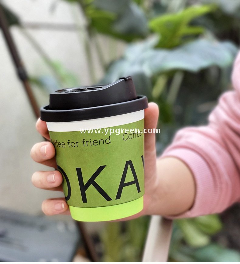 8oz / 10oz / 12oz / 16oz Green Disposable Paper Cups with Lids – Heat-Resistant Coffee Cups for Café & Restaurant