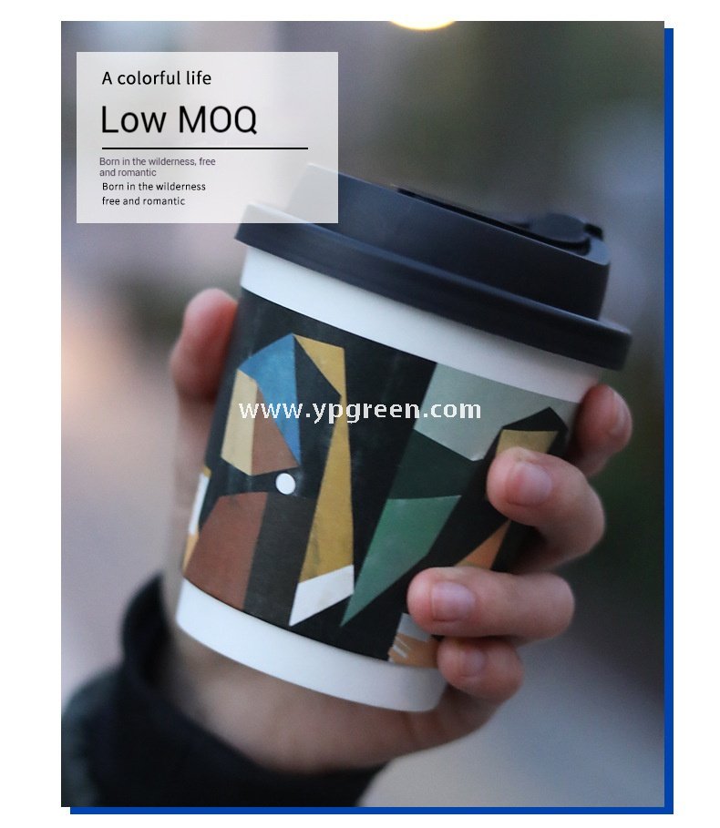 330ml Art Print Disposable Coffee Cup with Lid – Hollow Paper Cup with Famous Painting Design