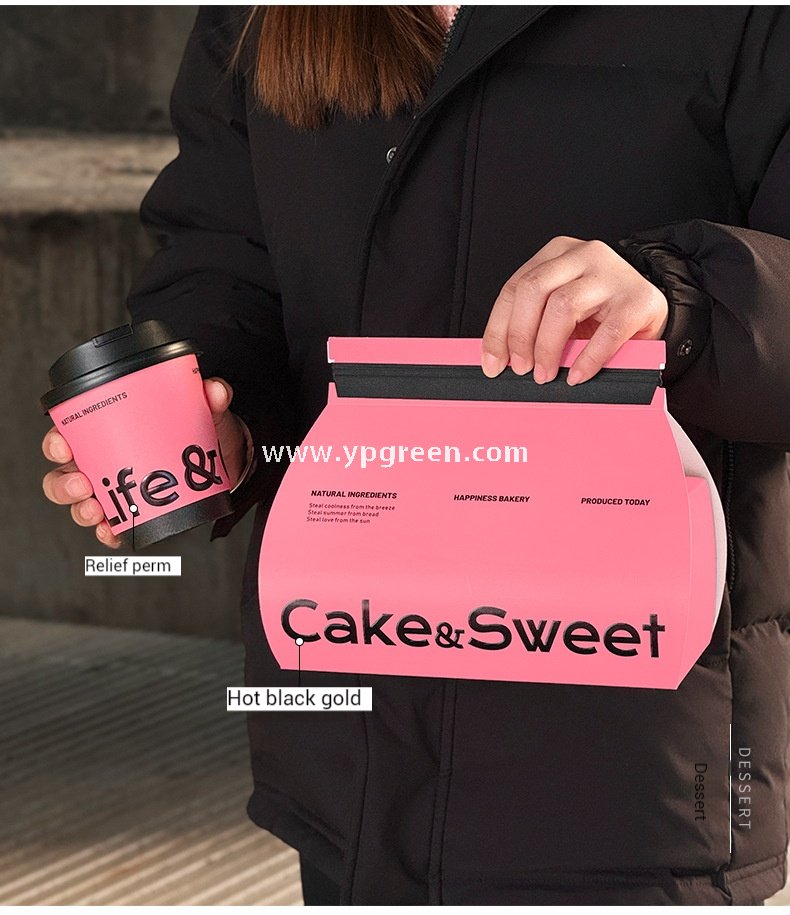 Pink Bakery Boxes for Mousse Cake & Swiss Roll – Disposable Paper Dessert Packaging with Custom Logo Option