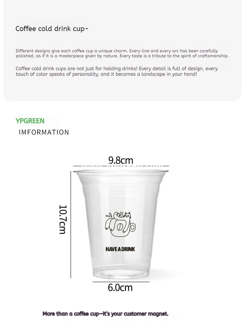 14oz Cute Cat Plastic Iced Coffee Cup with Lid 9.8x6.0x10.7cm – 400ml Latte Cup Factory