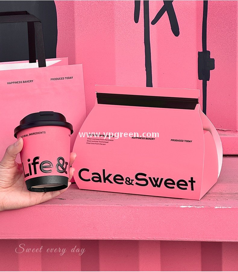 Pink Bakery Boxes for Mousse Cake & Swiss Roll – Disposable Paper Dessert Packaging with Custom Logo Option