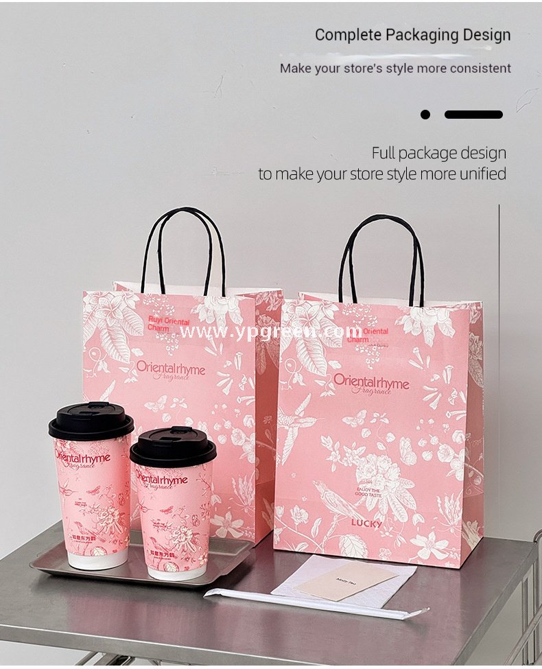 500ml / 600ml UV-Textured Double PE Coated Paper Cups – Hollow Wall Milk Tea Cups for Hot Drinks & Takeaway
