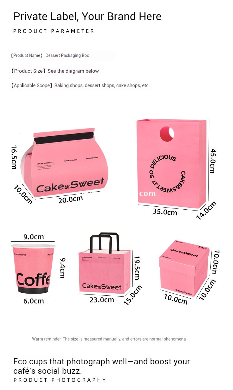 Pink Bakery Boxes for Mousse Cake & Swiss Roll – Disposable Paper Dessert Packaging with Custom Logo Option