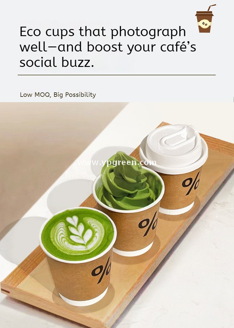 100ml / 280ml / 330ml / 380ml Kraft Coffee Cups with Lids – Thickened Disposable Paper Cups for Hot Drinks & Custom Logo