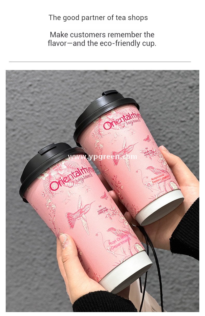 500ml / 600ml UV-Textured Double PE Coated Paper Cups – Hollow Wall Milk Tea Cups for Hot Drinks & Takeaway