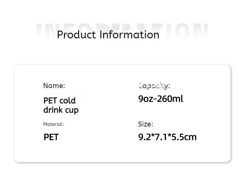 260ml Clear PET Iced Coffee Cup – 92x55x71mm Small Dirty Latte To-Go Cup Wholesaler