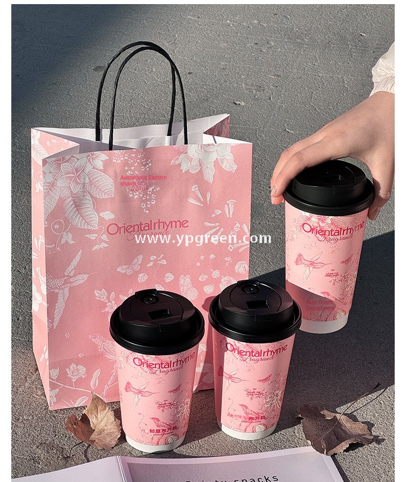 500ml / 600ml UV-Textured Double PE Coated Paper Cups – Hollow Wall Milk Tea Cups for Hot Drinks & Takeaway