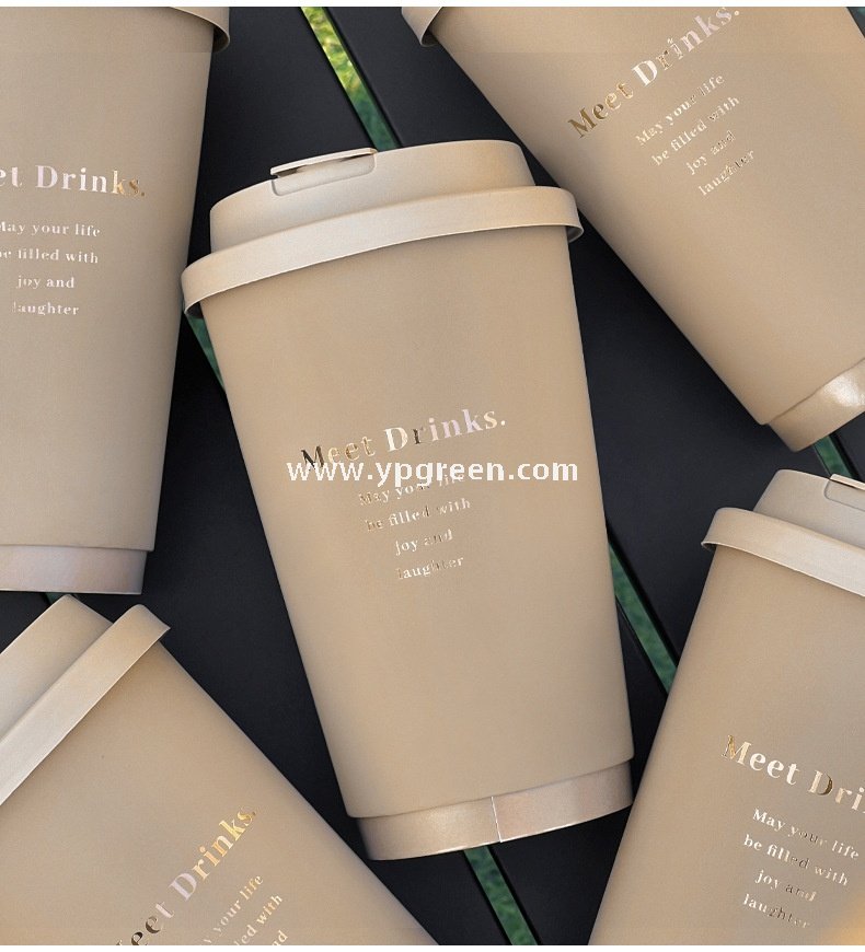16oz / 500ml Soft-Touch Paper Coffee Cups – Gold Hot Stamping Disposable Cups for Premium Takeaway
