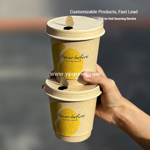 Eco-Friendly Bamboo Fiber Coffee Cups – 330ml Double Layer Hot Drink Cups with Hollow Thermal Ring