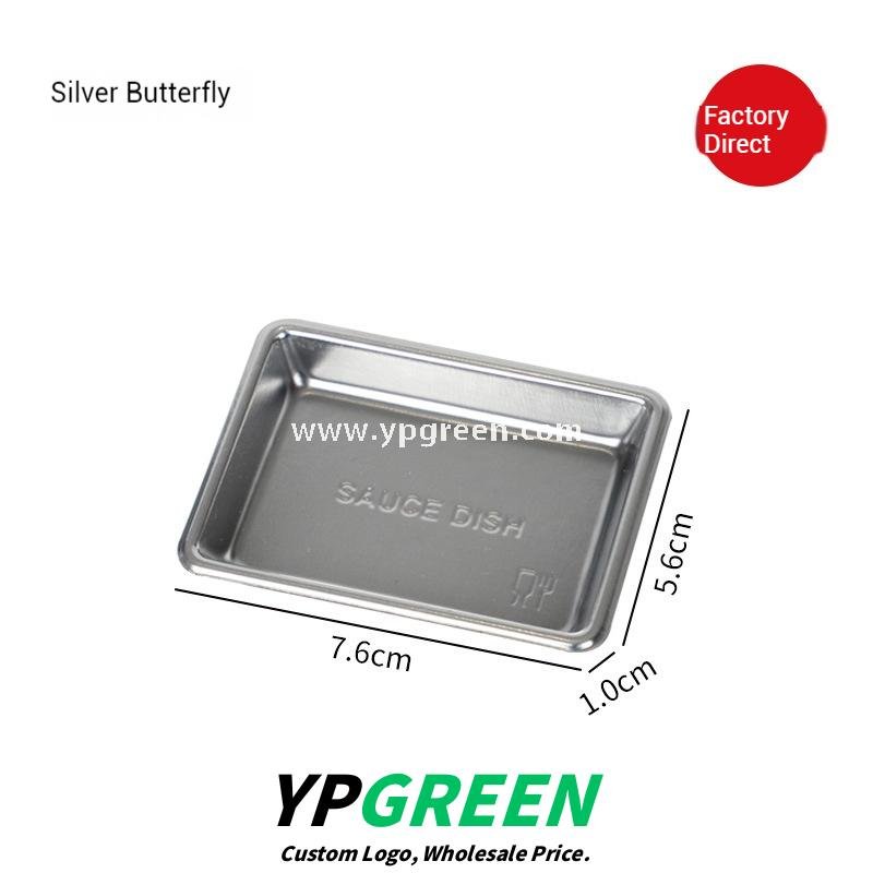 High-End 280ml Disposable Aluminum Cup with Silver Plate and Kraft Paper Tray – Stylish Drinkware Set