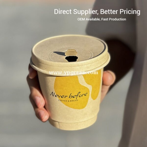 Eco-Friendly Bamboo Fiber Coffee Cups – 330ml Double Layer Hot Drink Cups with Hollow Thermal Ring