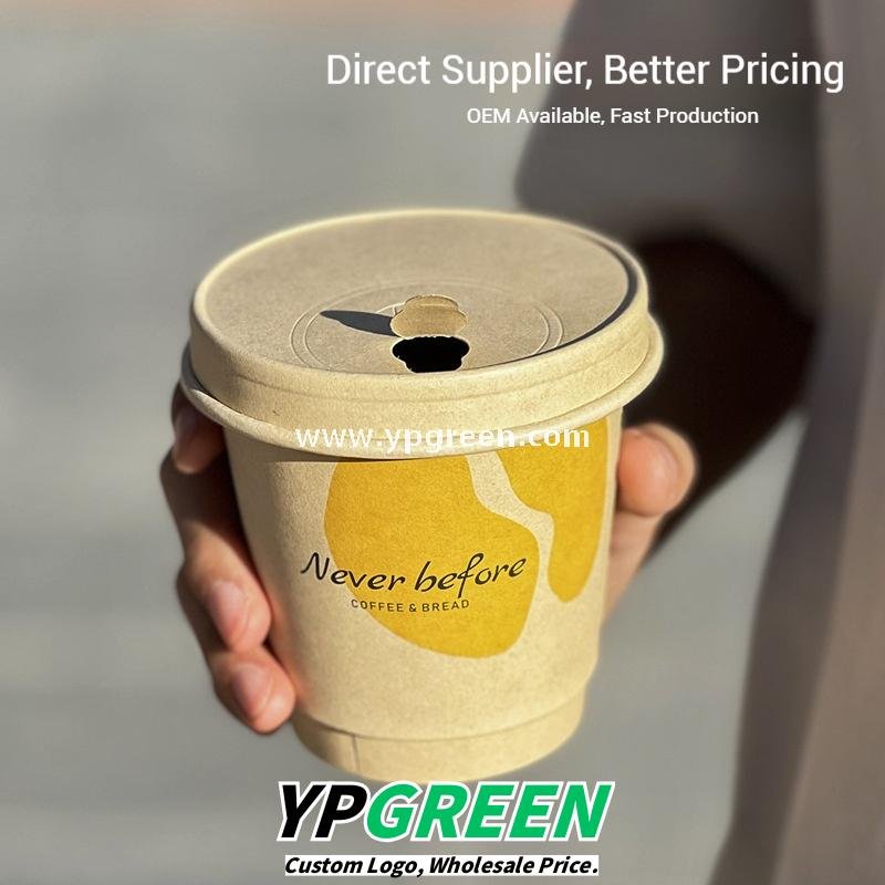 Eco-Friendly Bamboo Fiber Coffee Cups – 330ml Double Layer Hot Drink Cups with Hollow Thermal Ring