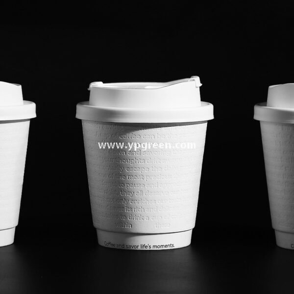 300ml / 10oz Deep Embossed White Coffee Cups – Textured Disposable Paper Cups for Takeaway & Custom Branding