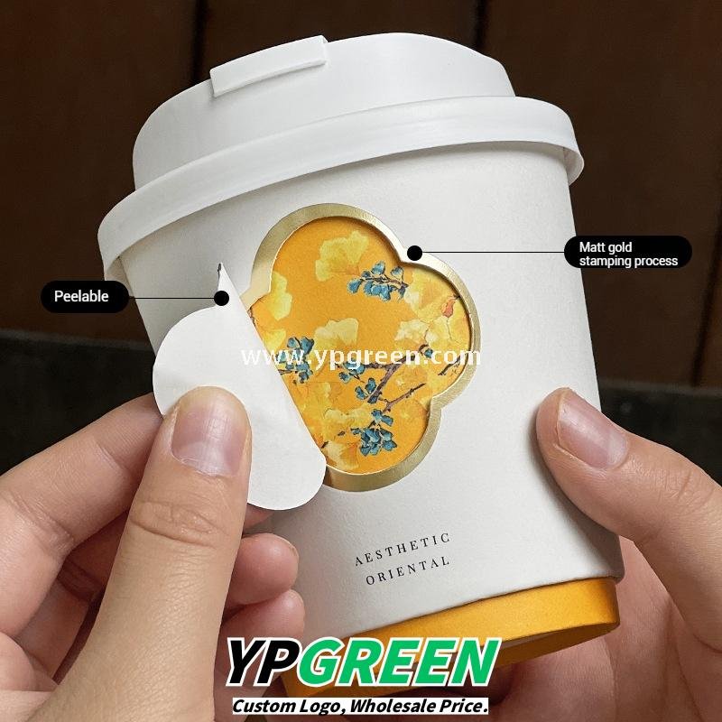 330ml 10oz Die-Cut Double-Wall Paper Cup with Matte Gold Foil Stamping