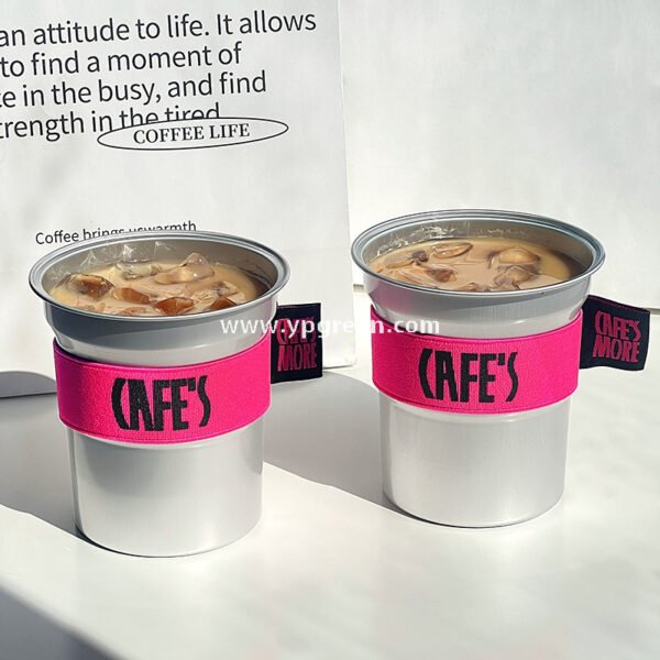 500ml Brushed Silver Aluminum Coffee Cups – High-End Disposable Cups for Milk Tea & Takeaway