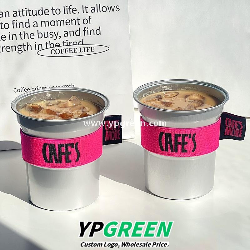 500ml Brushed Silver Aluminum Coffee Cups – High-End Disposable Cups for Milk Tea & Takeaway