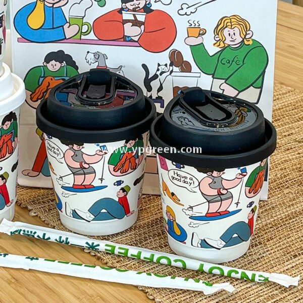 7oz–22oz Custom Cartoon Coffee Cups with Lids – Disposable, Thickened, Anti-Scald Paper Cups