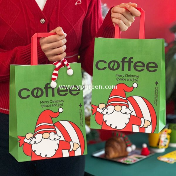 12oz / 400ml Christmas Coffee Cups with Sleeves & Bags – Santa Claus Holiday Design for Takeaway