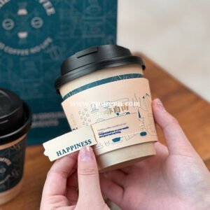 8–20oz Tearable Creative Coffee Cups – Gold Foil Paper Cups with Interactive Design for Branding
