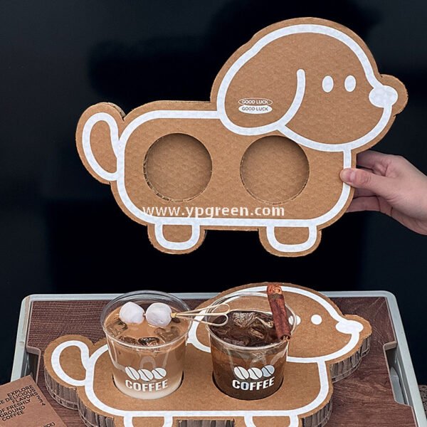 Cute Animal-Shaped Coffee Cup Trays – 3/4 Cup Disposable Paper Holders in Dog & Cat Designs