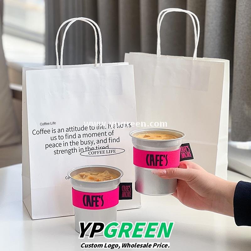 500ml Brushed Silver Aluminum Coffee Cups – High-End Disposable Cups for Milk Tea & Takeaway