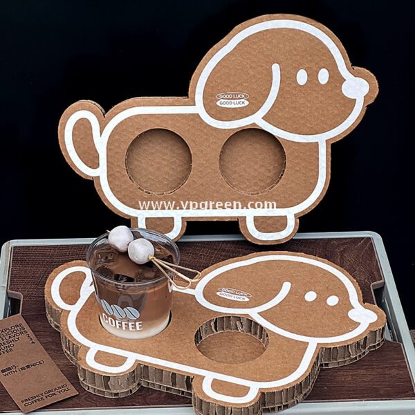 Cute Animal-Shaped Coffee Cup Trays – 3/4 Cup Disposable Paper Holders in Dog & Cat Designs