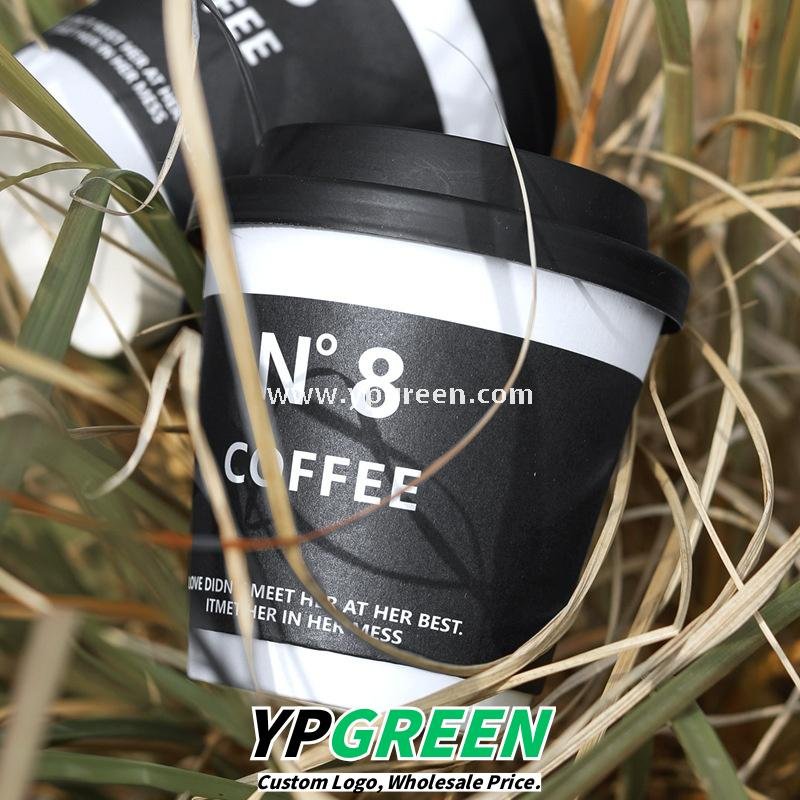 8oz / 12oz Black Paper Coffee Cups – 280ml / 400ml Disposable Cups with Custom Logo for Takeaway