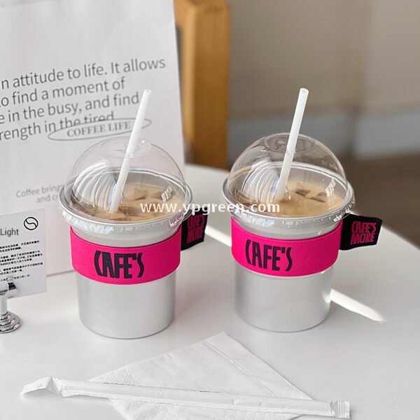 500ml Brushed Silver Aluminum Coffee Cups – High-End Disposable Cups for Milk Tea & Takeaway