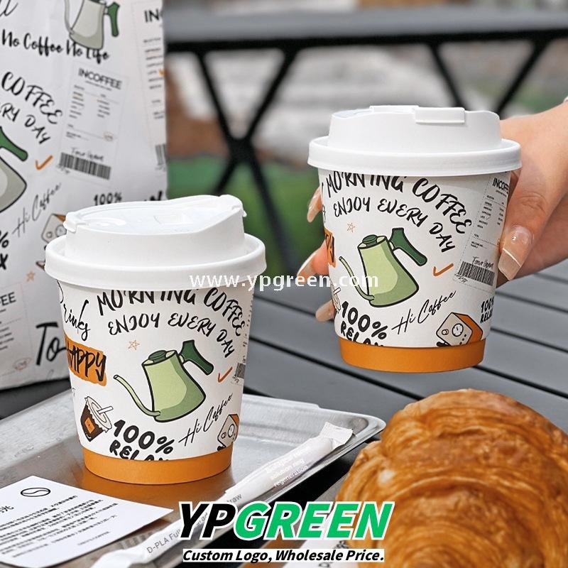 330ml Custom Branded To-Go Coffee Cups – Heat-Resistant Paper with Lid, Logo & Cartoon Printing