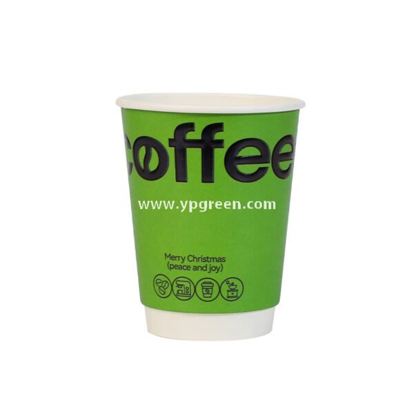 12oz / 400ml Christmas Coffee Cups with Sleeves & Bags – Santa Claus Holiday Design for Takeaway