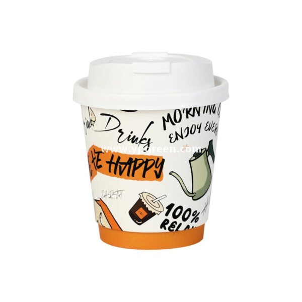 330ml Custom Branded To-Go Coffee Cups – Heat-Resistant Paper with Lid, Logo & Cartoon Printing