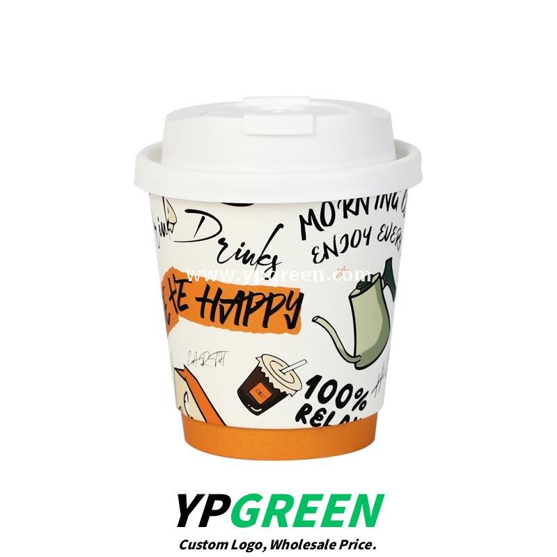 330ml Custom Branded To-Go Coffee Cups – Heat-Resistant Paper with Lid, Logo & Cartoon Printing