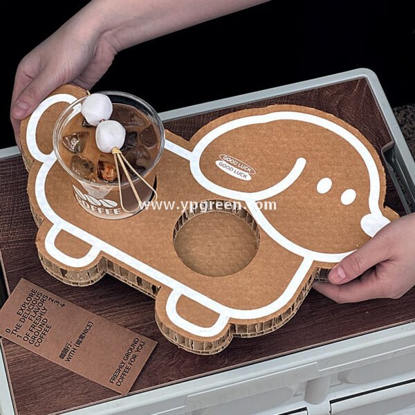 Cute Animal-Shaped Coffee Cup Trays – 3/4 Cup Disposable Paper Holders in Dog & Cat Designs