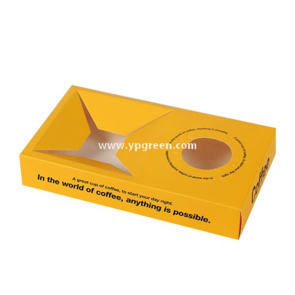 Yellow Sandwich & Coffee Tray Box – Integrated Paper Combo Container with Cup Holder