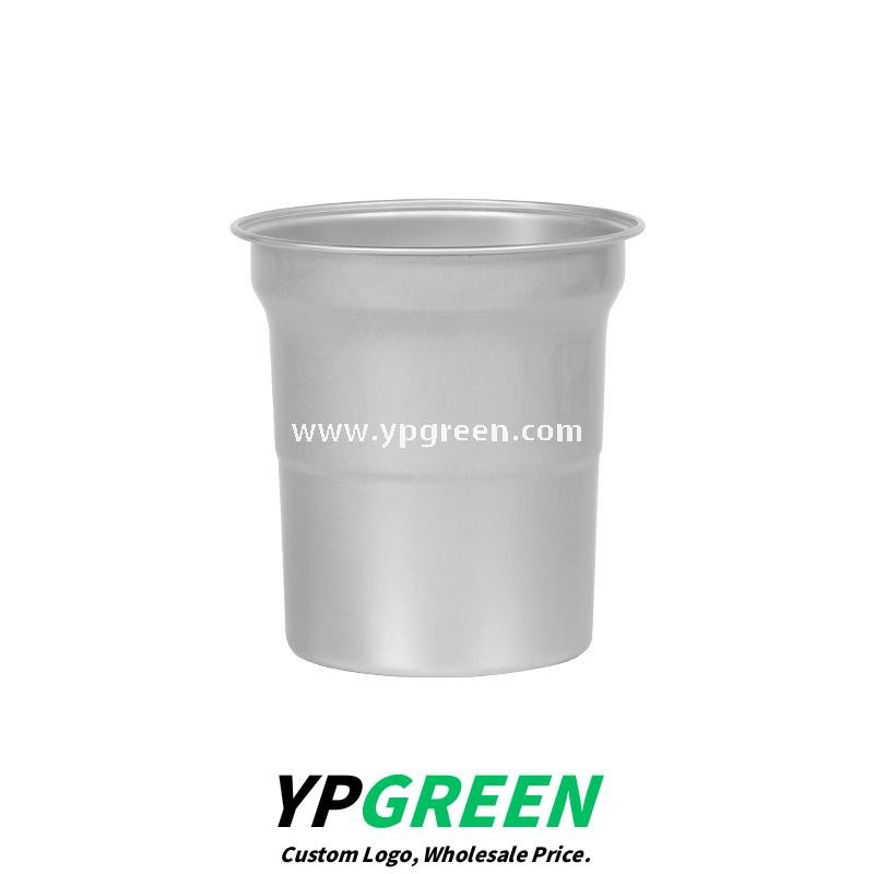 500ml Brushed Silver Aluminum Coffee Cups – High-End Disposable Cups for Milk Tea & Takeaway