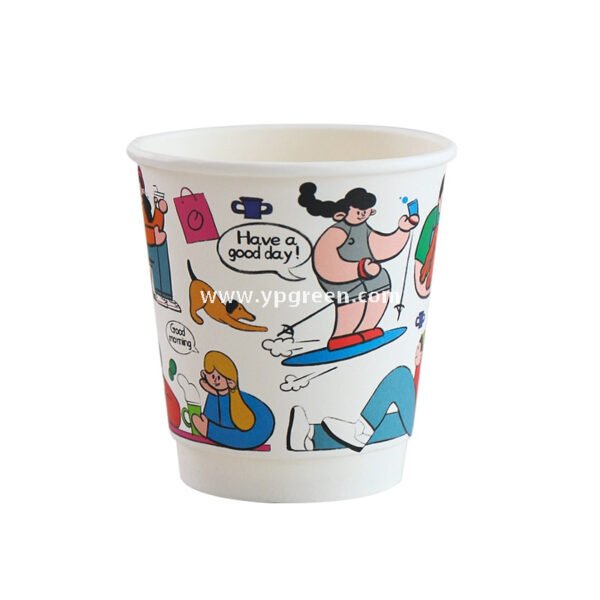 7oz–22oz Custom Cartoon Coffee Cups with Lids – Disposable, Thickened, Anti-Scald Paper Cups