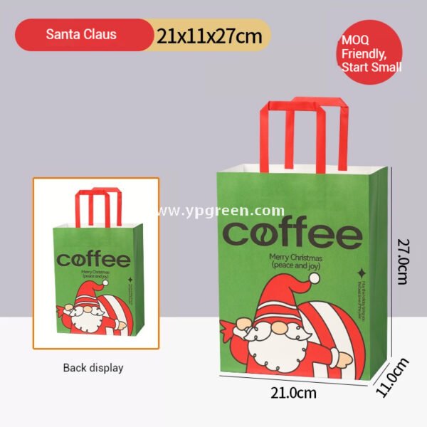 12oz / 400ml Christmas Coffee Cups with Sleeves & Bags – Santa Claus Holiday Design for Takeaway