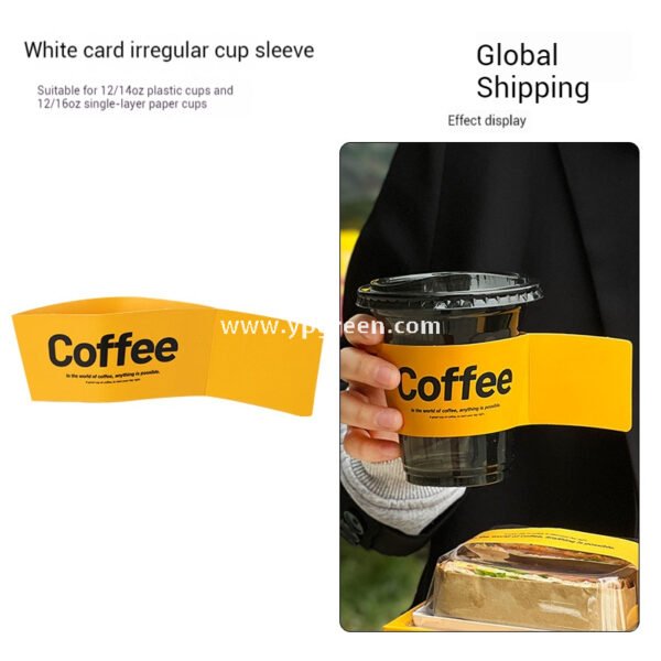 Yellow Sandwich & Coffee Tray Box – Integrated Paper Combo Container with Cup Holder