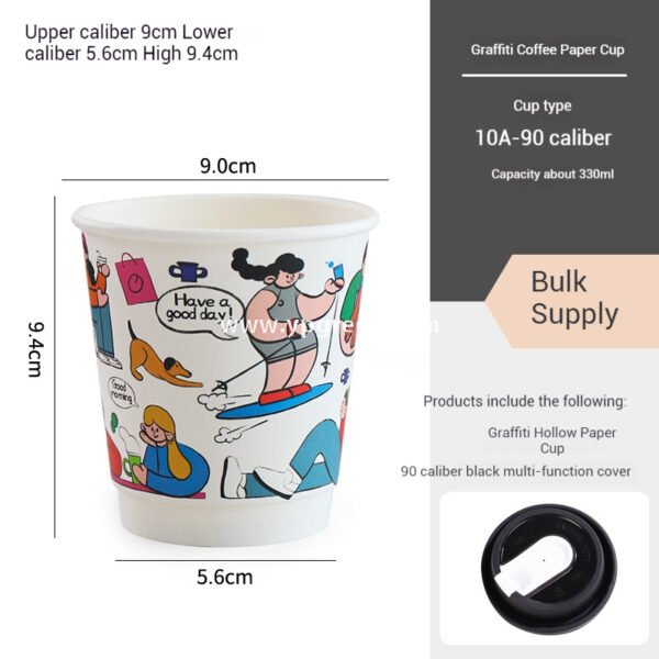 7oz–22oz Custom Cartoon Coffee Cups with Lids – Disposable, Thickened, Anti-Scald Paper Cups