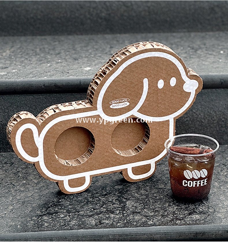 Cute Animal-Shaped Coffee Cup Trays – 3/4 Cup Disposable Paper Holders in Dog & Cat Designs