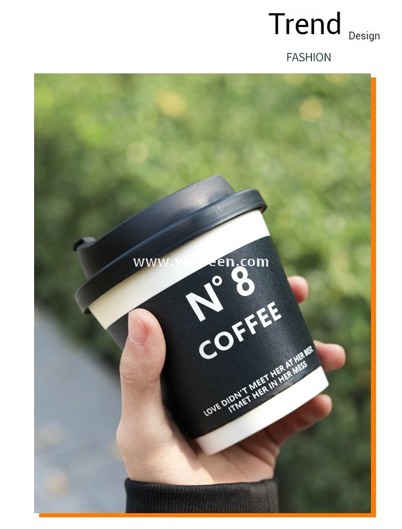 8oz / 12oz Black Paper Coffee Cups – 280ml / 400ml Disposable Cups with Custom Logo for Takeaway
