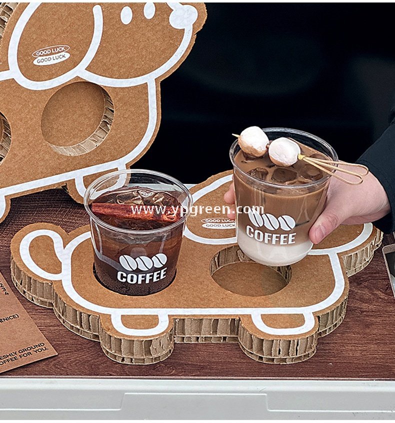 Cute Animal-Shaped Coffee Cup Trays – 3/4 Cup Disposable Paper Holders in Dog & Cat Designs